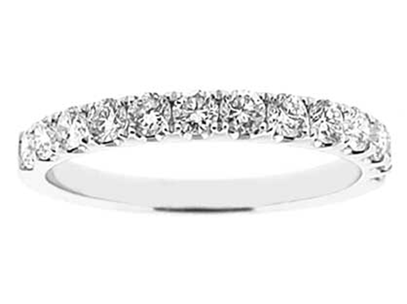 Single Row Band with Micro-Prong Set Round Diamonds in 18k White Gold