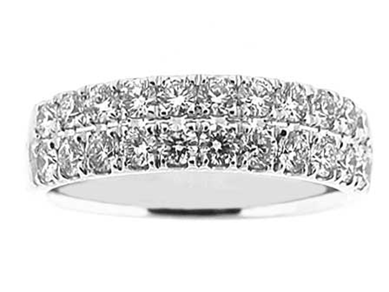 Double Row Band with Micro Prong Set Round Diamonds in 18k White Gold