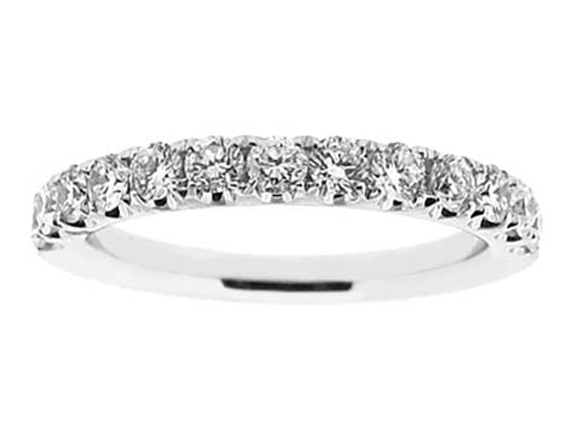 Single Row Band with Micro-Prong Set Round Diamonds in 18k White Gold