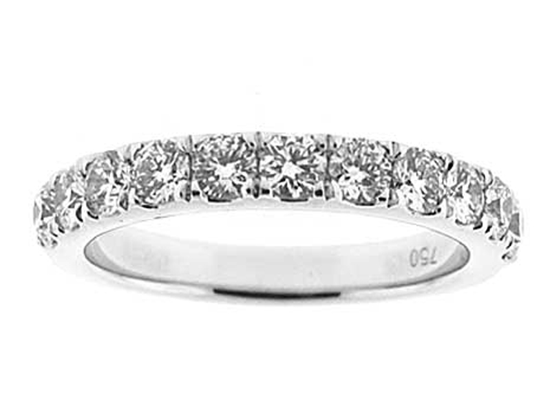 Single Row Prong Set Band with Round Diamonds in 18k White Gold