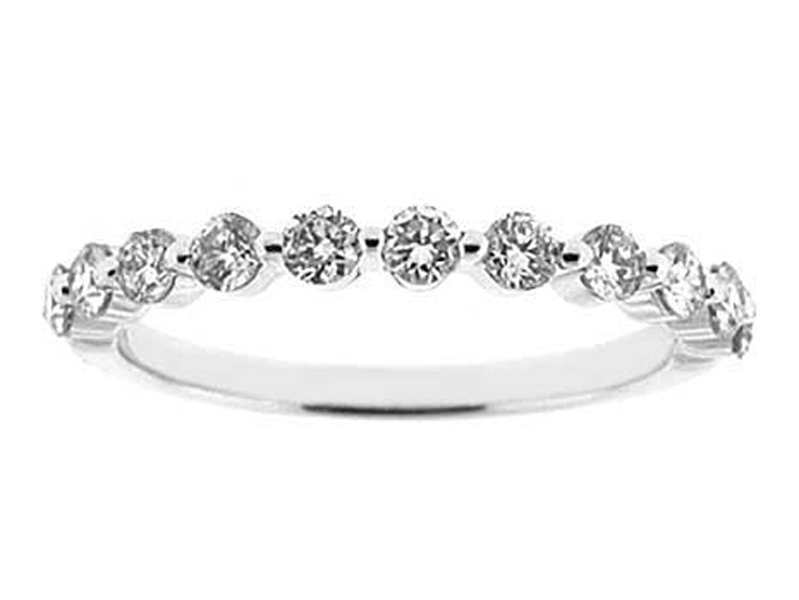 Single Row Prong Set Band with Round Diamonds in 18k White Gold