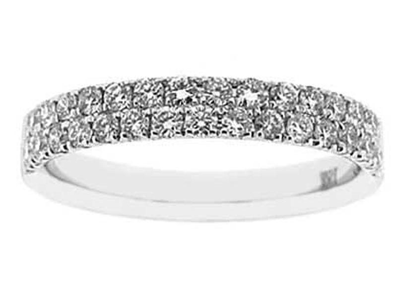 Single Row Micro-Prong Set Band with Round Diamonds in 18k White Gold