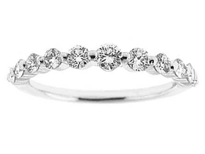Single Row Band with Round Diamonds Set in 18k White Gold