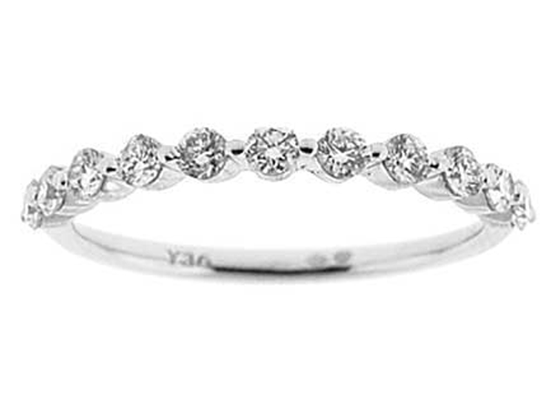 Single Row Prong Set Band with Round Diamonds in 18k White Gold