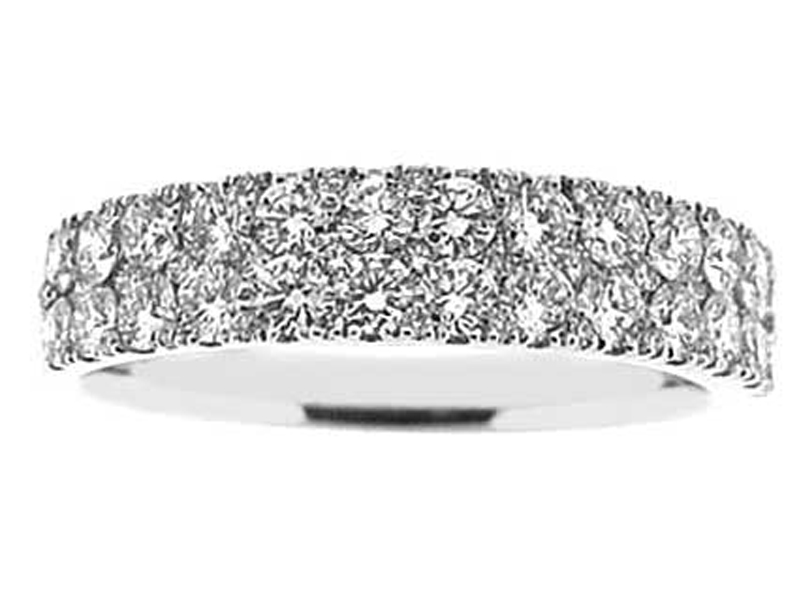 Double Row Band with Micro-Prong Set Round Diamonds in 18k White Gold