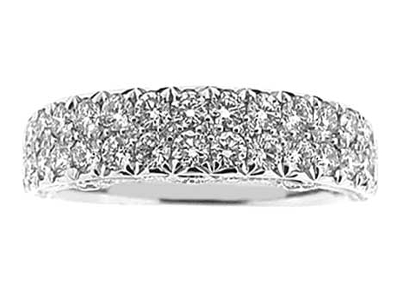 Double Row Band with Micro Prong Set Round Diamonds in 18k White Gold