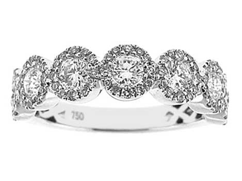 Halo Style Band with Round Diamonds Set in 18k White Gold