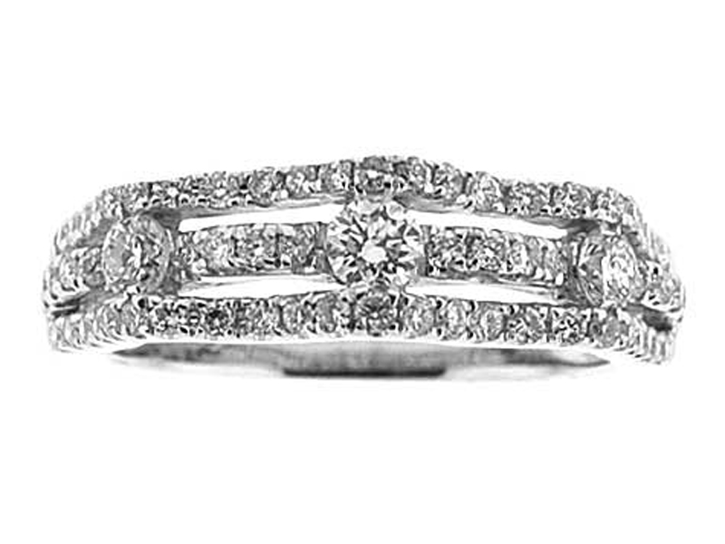 Triple Row Micro-Prong Set Band with Round Diamonds in 18k White Gold