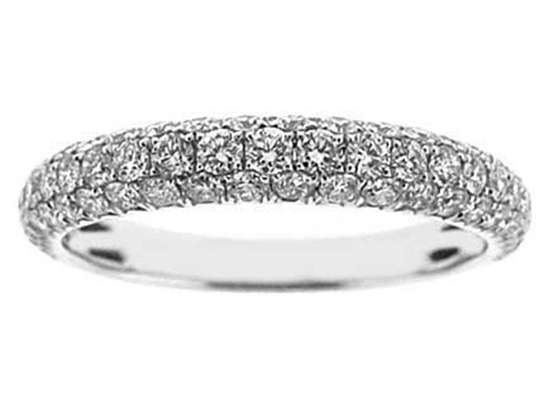 Rounded Pavé Set Band with Rows of Diamonds in 18k White Gold