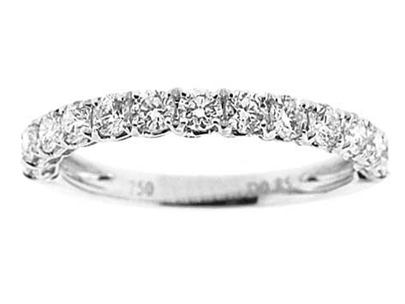 Single Row Micro-Prong Set Band with Round Diamonds in 18k White Gold