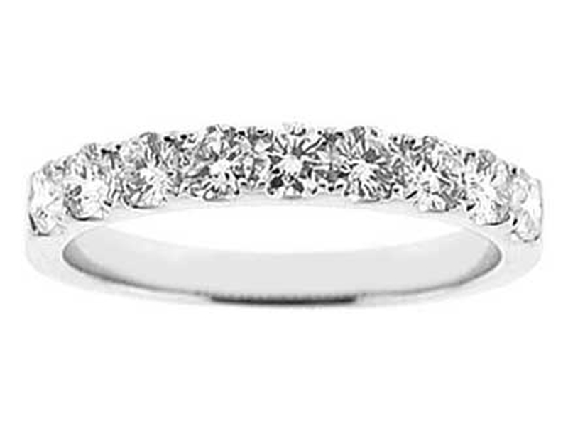 Single Row Micro-Prong Set Band with Round Diamonds in 18k White Gold