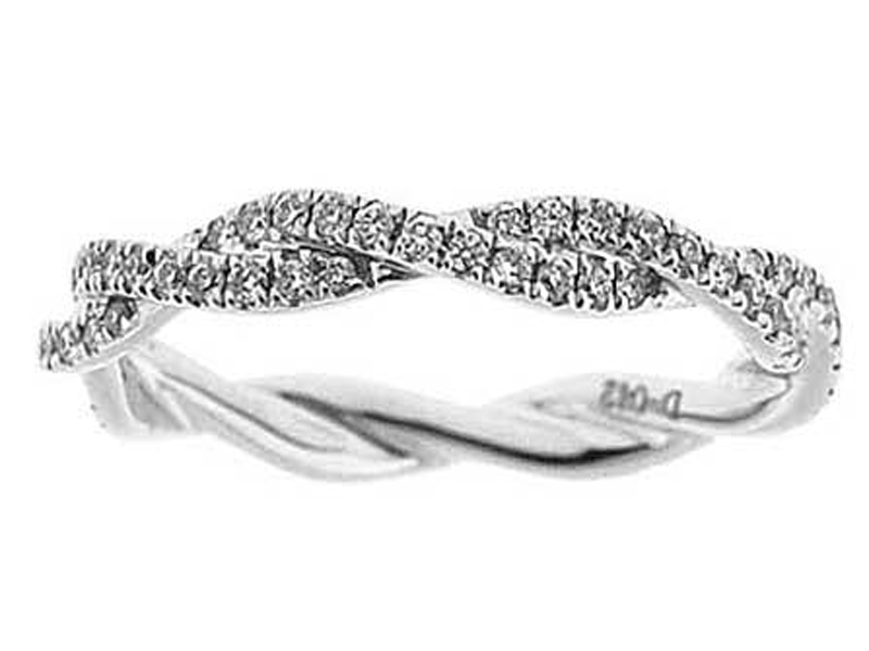 Braided Twist Eternity Band with Pavé Set Diamonds Set in 18k White Gold