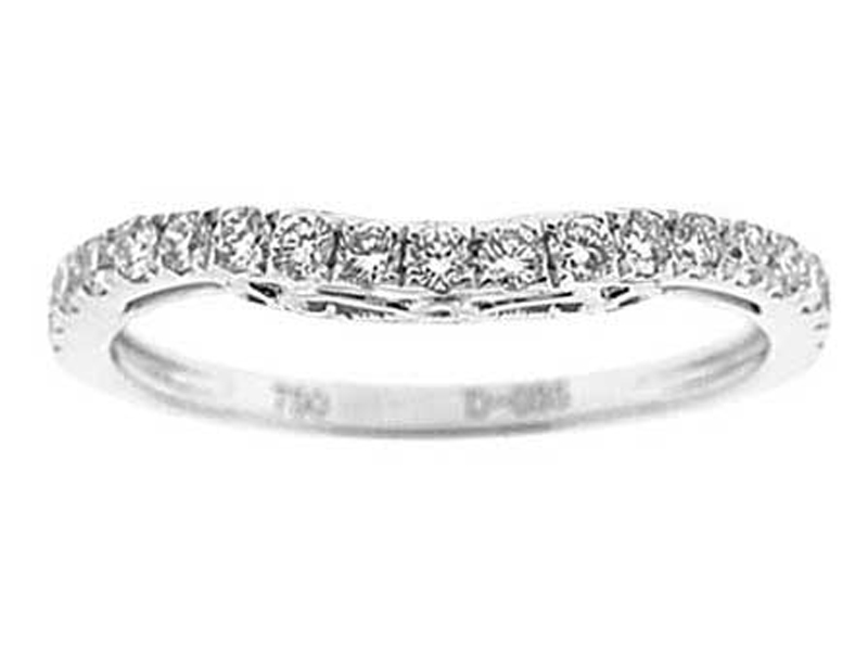 Curve Band with Filigree Side Profile and Micro-Prong Set Round Diamonds in 18k White Gold