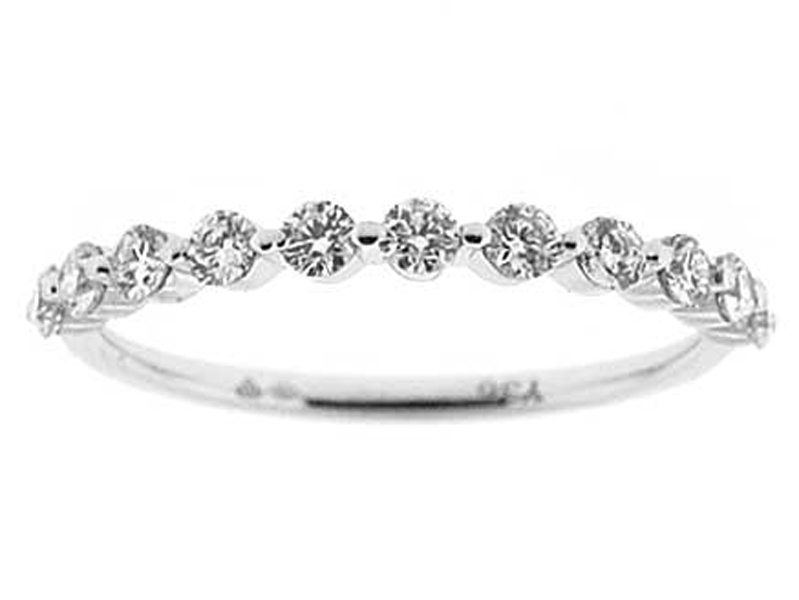 Single Row Prong Set Band with Round Diamonds in 18k White Gold