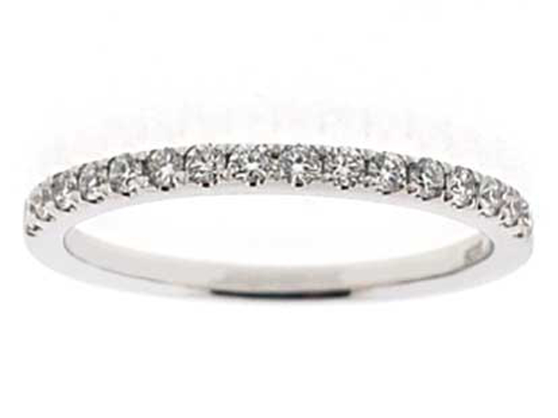 Single Row Micro-Prong Set Band with Round Diamonds in 18k White Gold