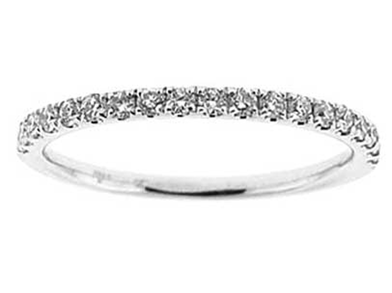 Single Row Band with Round Diamonds Set in 18k White Gold