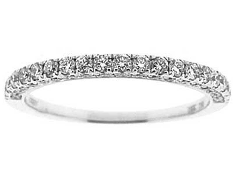 Three Side Band with Micro-Prong Set Round Diamonds in 18k White Gold