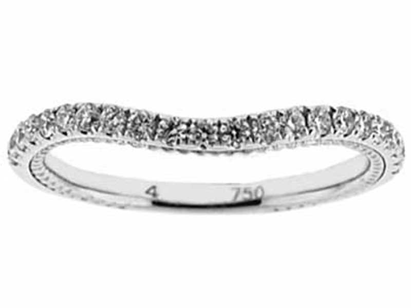 Curved Micro-Prong Set Band with Round Diamonds in 18k White Gold