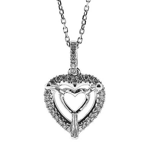 Halo Style Heart Pendant with Diamonds Set in 18k White Gold