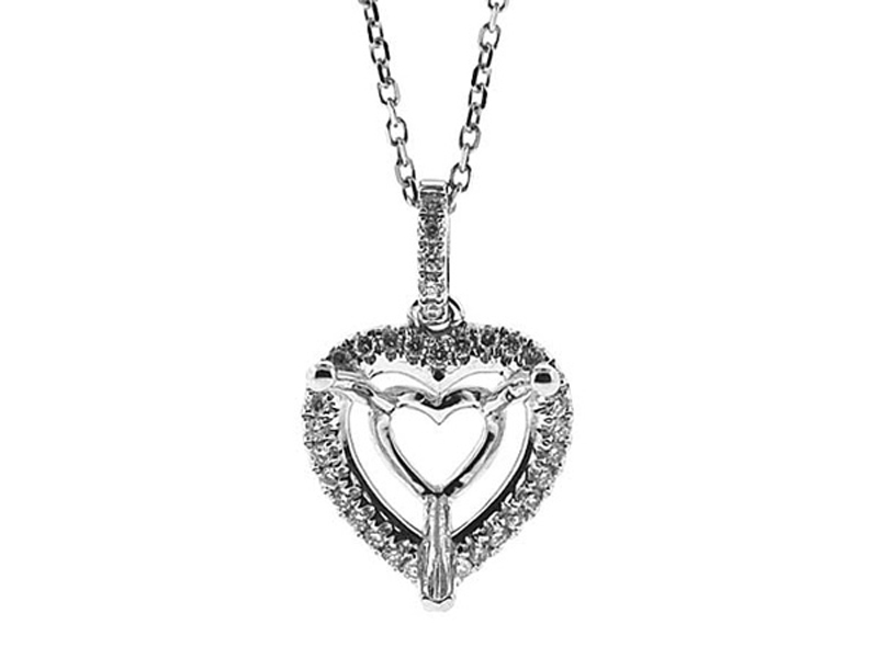 Halo Style Heart Pendant with Diamonds Set in 18k White Gold