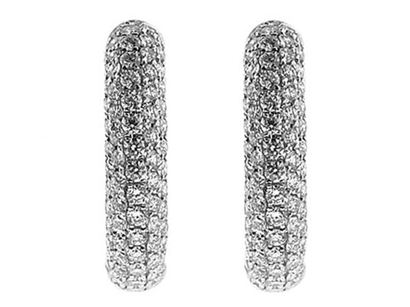 Hoop Earrings with Pavé Set Diamonds in 18k White Gold