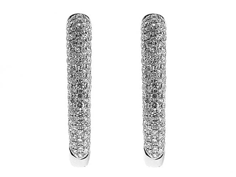 Pavé Set Hoop Earrings with Round Diamonds in 18k White Gold