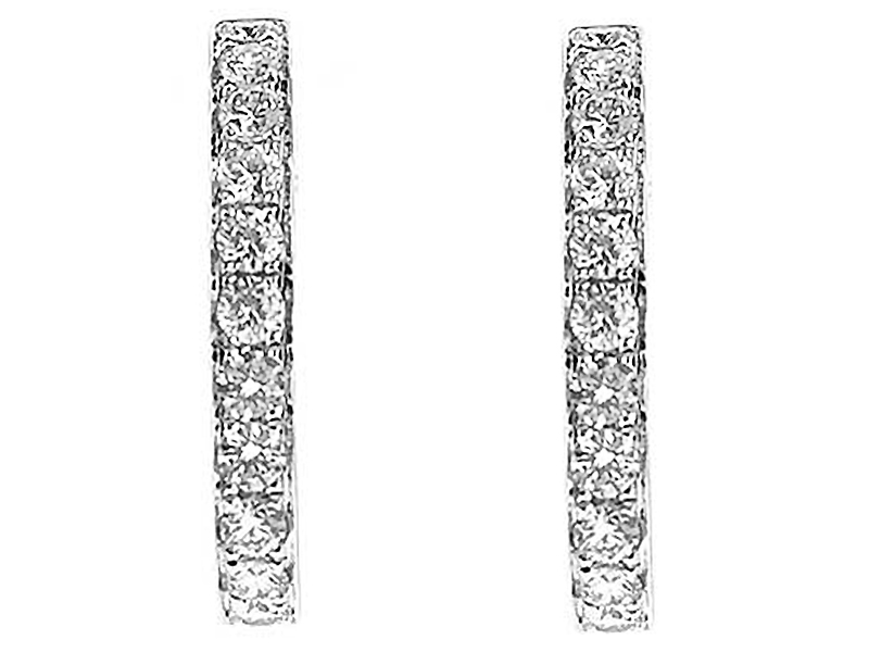 Hoop Earrings with Round Diamonds Set in 18k White Gold