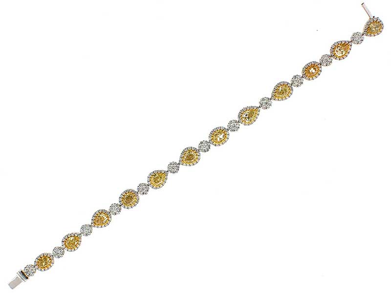 Diamond & Fancy Yellow Diamond Tennis Bracelet in 18k White Gold