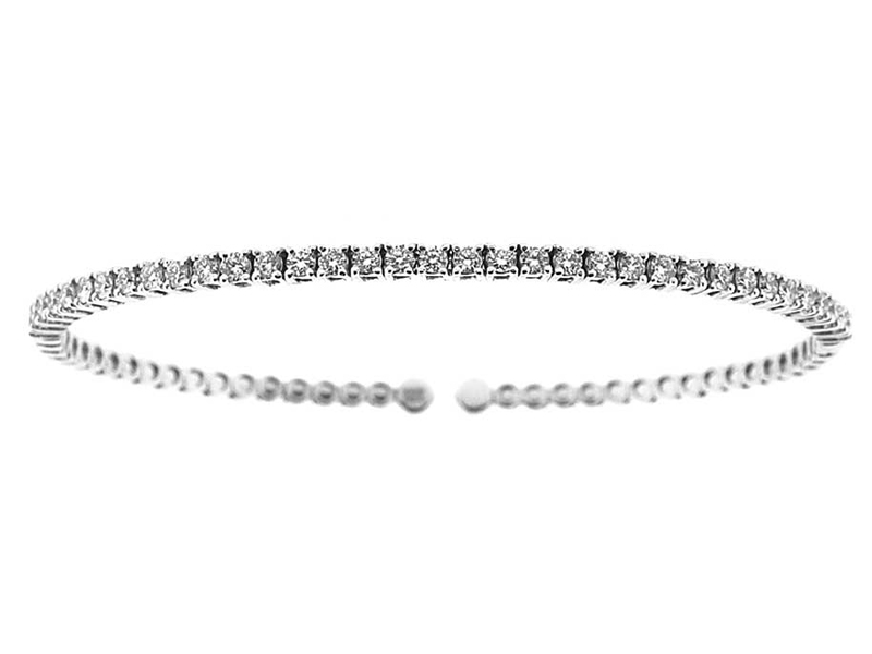 Bangle with Single Row of Round Diamonds Set in 18k White Gold
