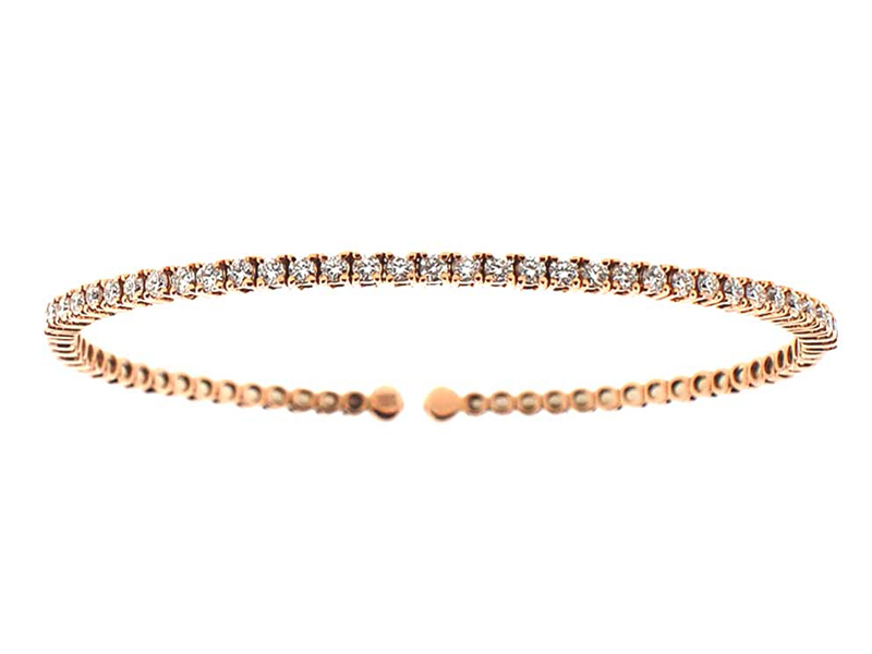 Bangle with Single Row of Micro-Prong Set Round Diamonds in 18k Rose Gold