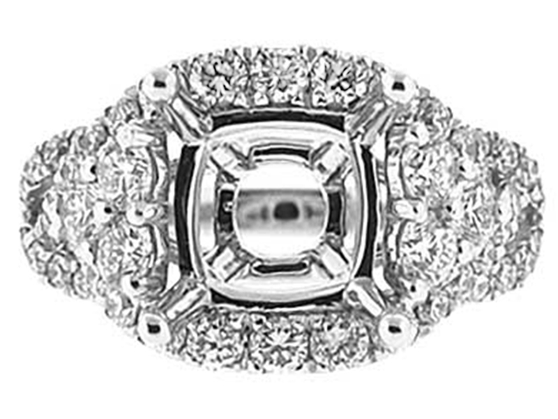 Halo with Braided Sides 1.84ct Diamond Semi Mount Engagement Ring 18kt White Gold