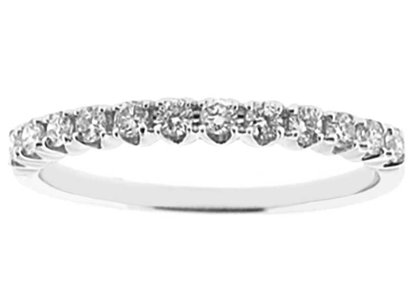 Single Row Band with Round Diamonds Set in 18k White Gold