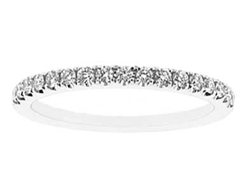 Single Row Band with Round Diamonds Set in 18k White Gold