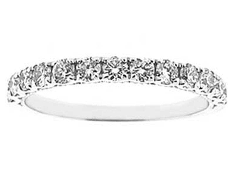 Single Row Micro-Prong Set Band with Round Diamonds in 18k White Gold
