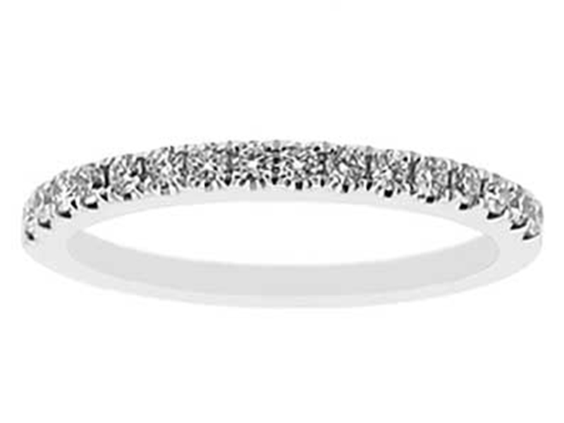 Single Row Band with Round Diamonds Set in 18k White Gold