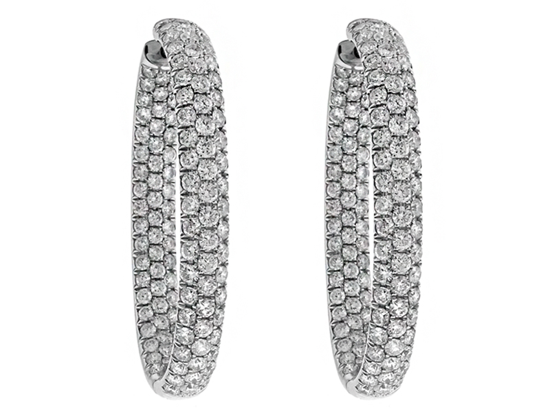 Pavé Set Hoop Earrings with Round Diamonds in 18k White Gold