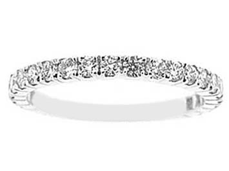Single Row Micro-Prong Set Band with Round Diamonds in 18k White Gold