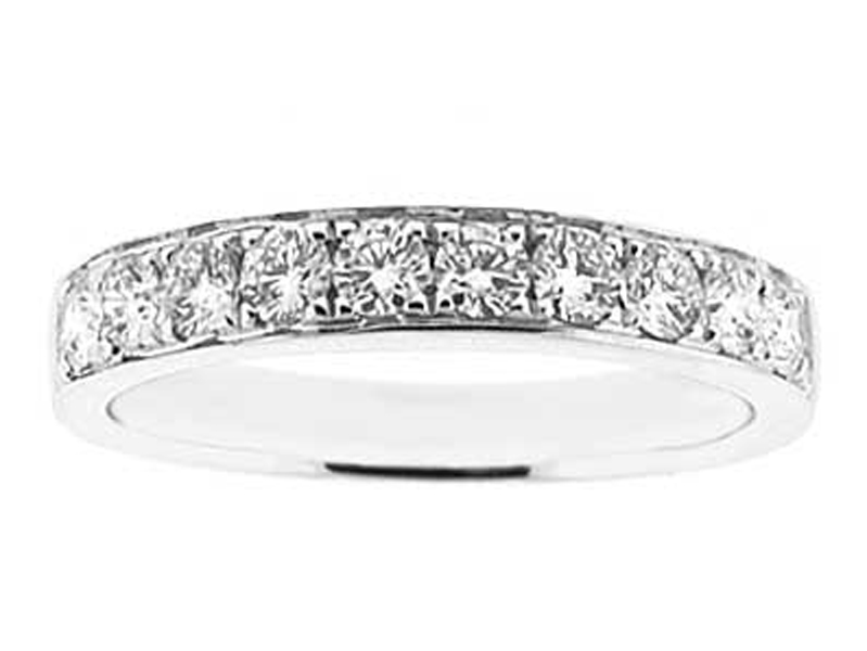 Diamond Prong Set Wedding Band in 18K White Gold