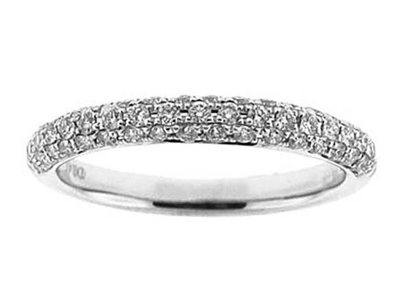 Single Row Pavé Set Band with Round Diamonds in 18k White Gold