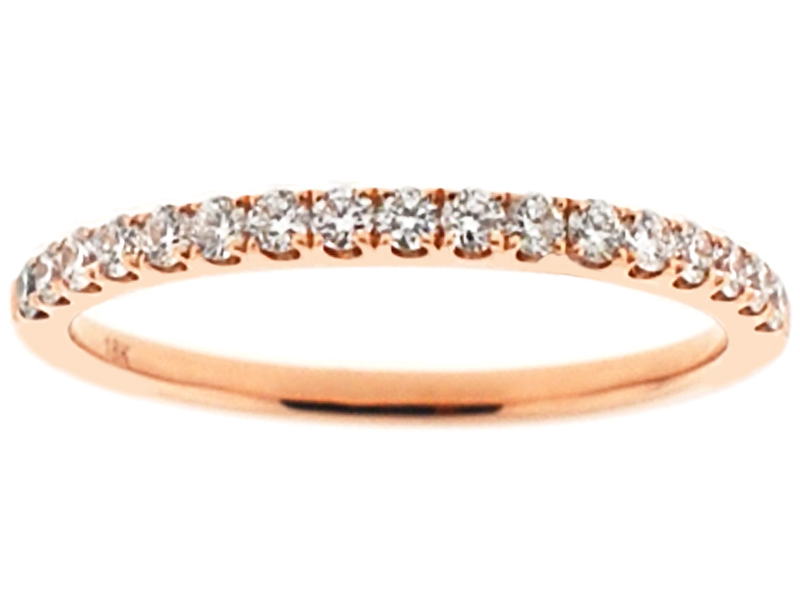 Single Row Band with Round Diamonds Set in 18k Rose Gold (Stackable)