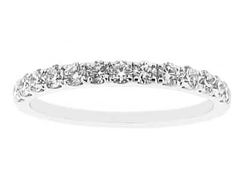Single Row Micro-Prong Set Band with Round Diamonds in 18k White Gold