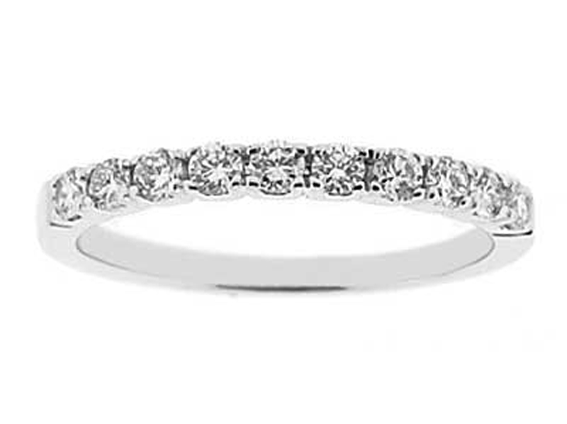 Single Row Band with Round Diamonds Set in 18k White Gold