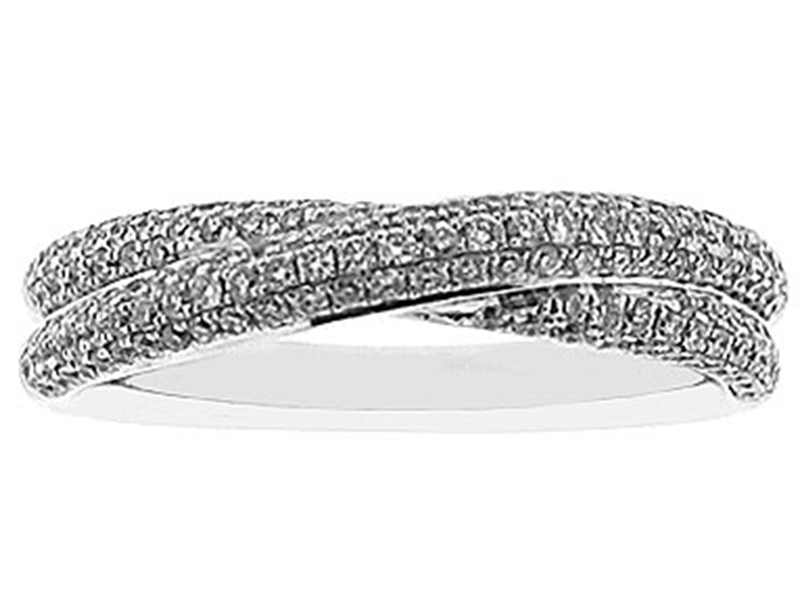 Diamond Twisted Wedding Band in 18K White Gold