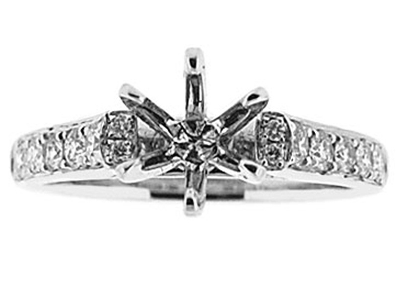 Semi-Mount Engagement Ring with Pavé Set Diamonds in 18k White Gold