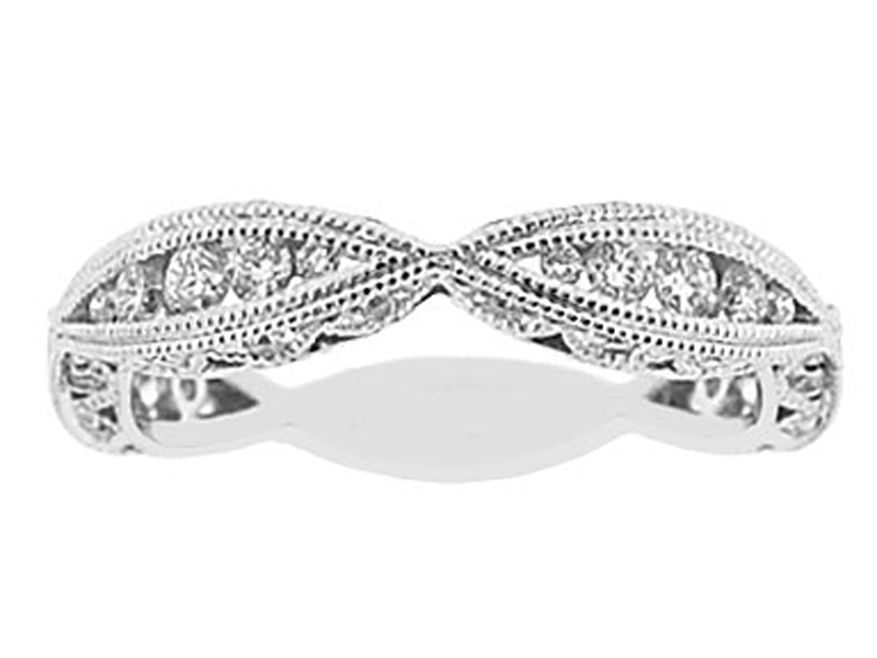 Eternity Band with Graduated Channel Set Diamonds and Beaded Milgrain in 18k White Gold