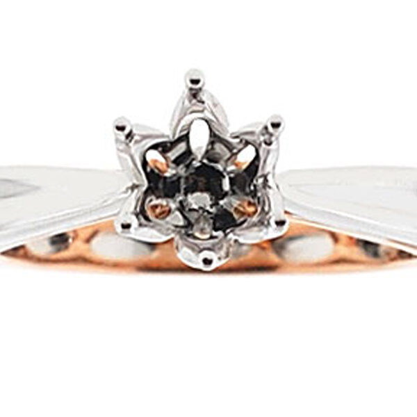 Two-Tone Solitaire Engagement Ring with 18k White Gold Outside and Rose Gold Inside