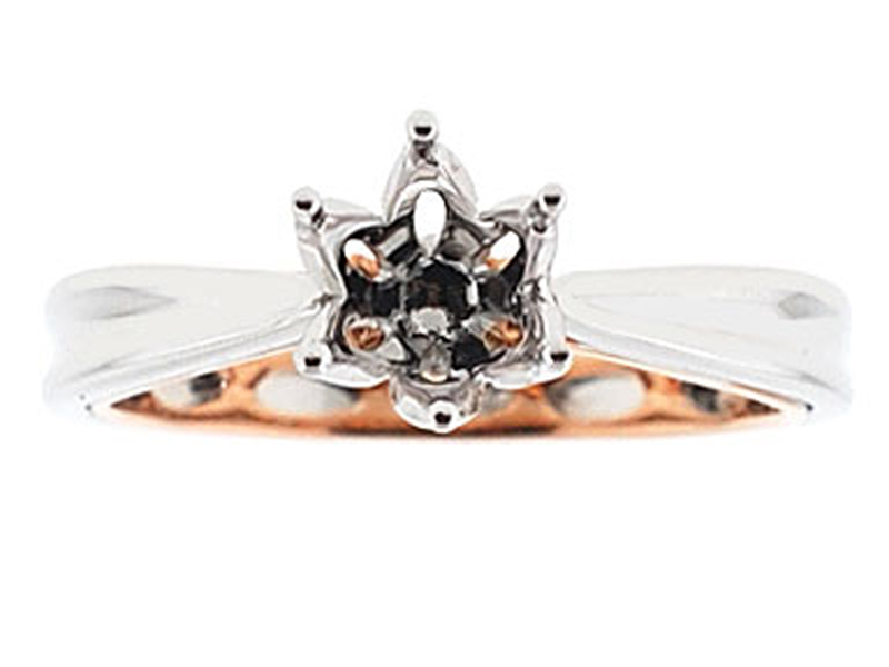 Two-Tone Solitaire Engagement Ring with 18k White Gold Outside and Rose Gold Inside