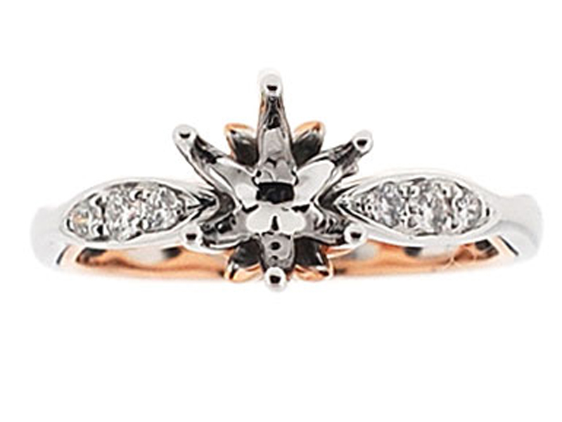 Two-Tone Six Prong Diamond Engagement Ring in 18k White and Rose Gold