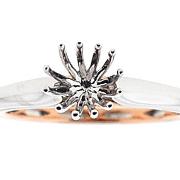 Two-Tone Diamond Engagement Ring in 18K White & Rose Gold