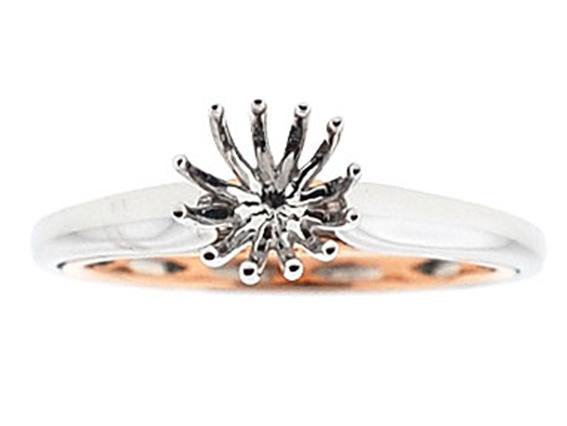 Two-Tone Diamond Engagement Ring in 18K White & Rose Gold